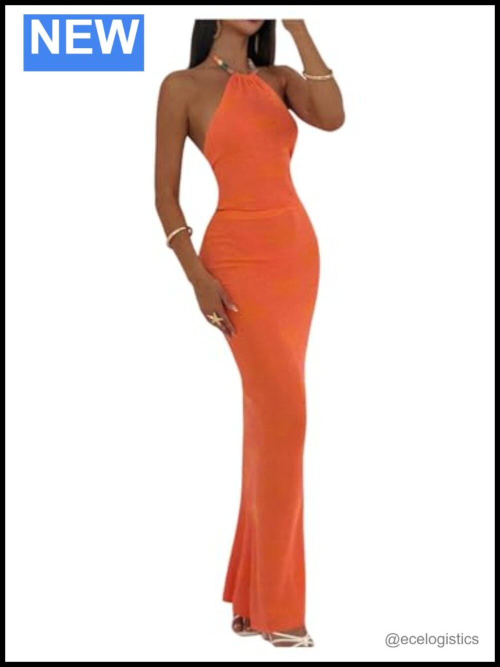 Womens 2 Piece Knit Cami Halter Top and Bodycon Maxi Skirt Set Beach Vacation
